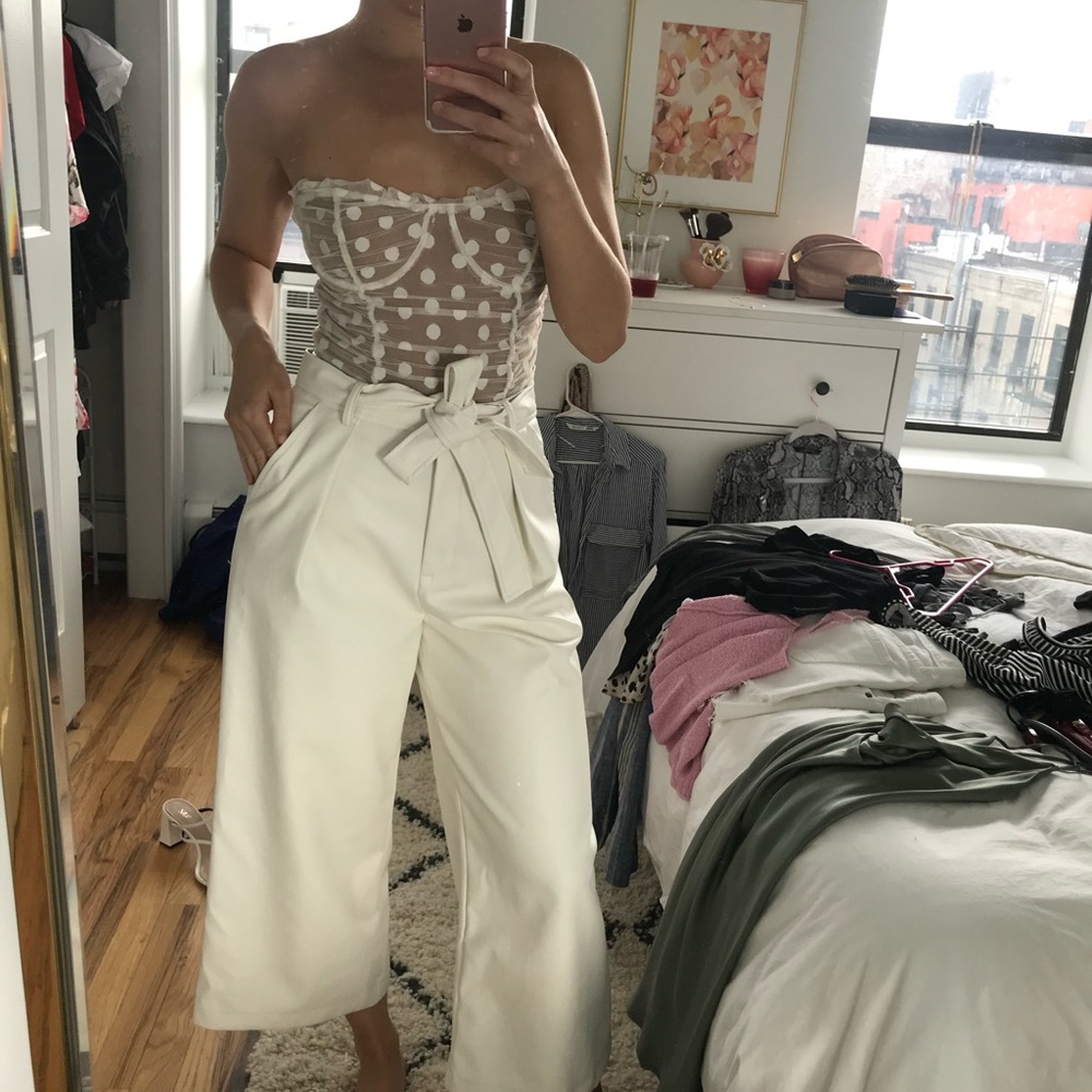 New! Faux leather cropped pants